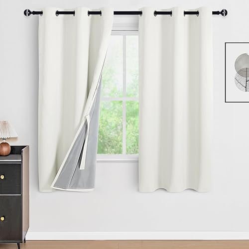 Miniatura 73 de DWCN Cortinas opacas 100% grises de 84 pulgadas de largo para dormitorio con forro negro, doble capa con aislamiento térmico, paneles de cortina