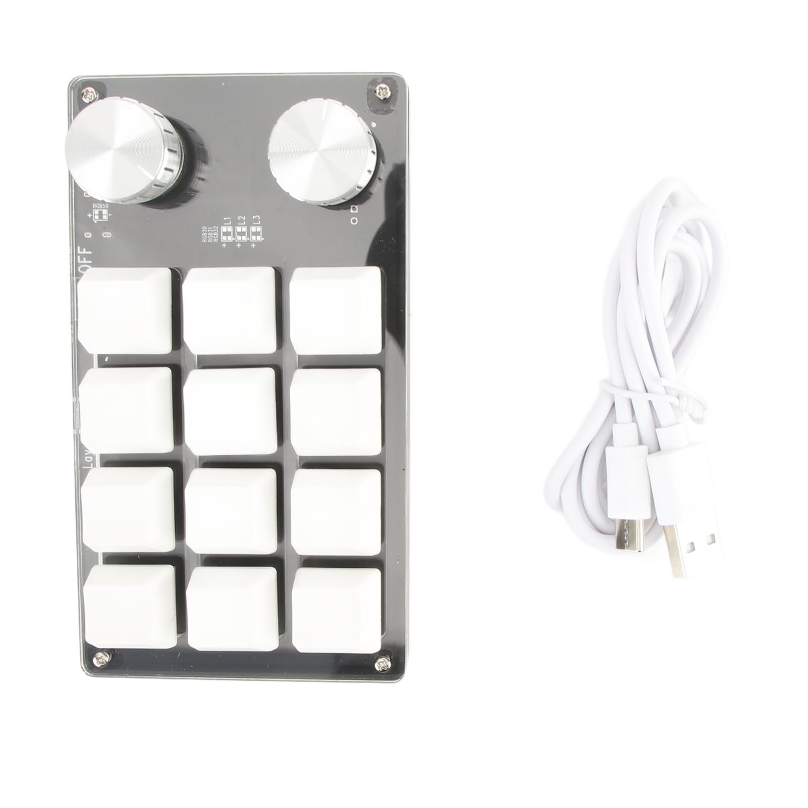 KIMISS Makro-Tastatur Einhändige Makro-mechanische Tastatur 12-Tasten-Multifunktions-DIY-programmierbare Tastatur für Office Gaming Makro-mechanische Tastatur (Schwarz)