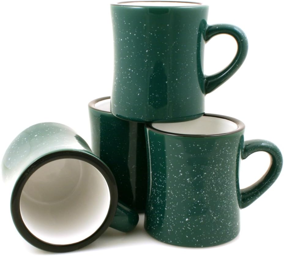 - Ceramic Diner Campfire Mugs, 10oz, Set of 4 (Forest Green)