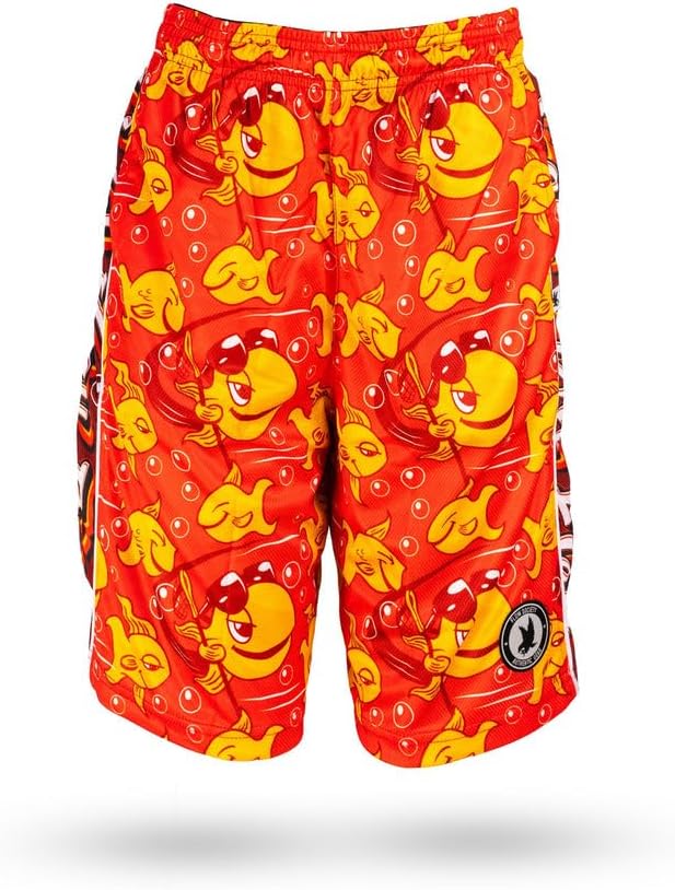 Flow Society Gold Flow Fish Boys Lacrosse Shorts | Boys LAX Shorts | Lacrosse Shorts for Boys | Kids Athletic Shorts for Boys