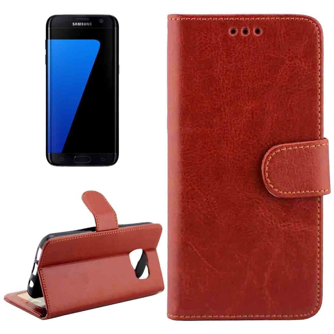 Unhinged Horse Texture Horizontal Sky Magnetic Snap Leather Case With Adjustable Holder & Card Slots & Photo Frame & Wallet For Samsung Galaxy S7 Edge / G935 Cell Phone Case YUCPING (Color : Brown)