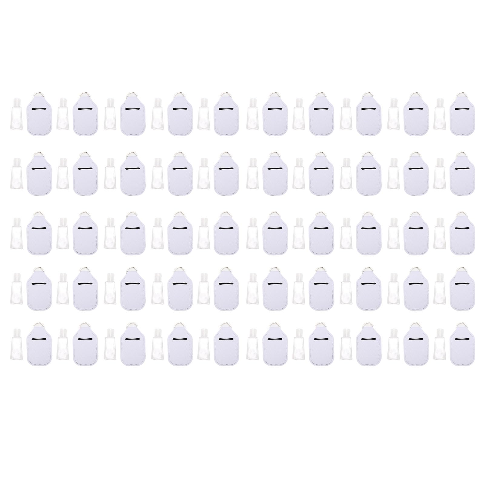 Juego de 50 Portabotellas de Viaje Vacías, Kit de Botella de Viaje Reutilizable de 30 Ml con Tapa Abatible y Ganchos para Llavero para Loción Desinfectante de Manos, Artíc (Blanco)
