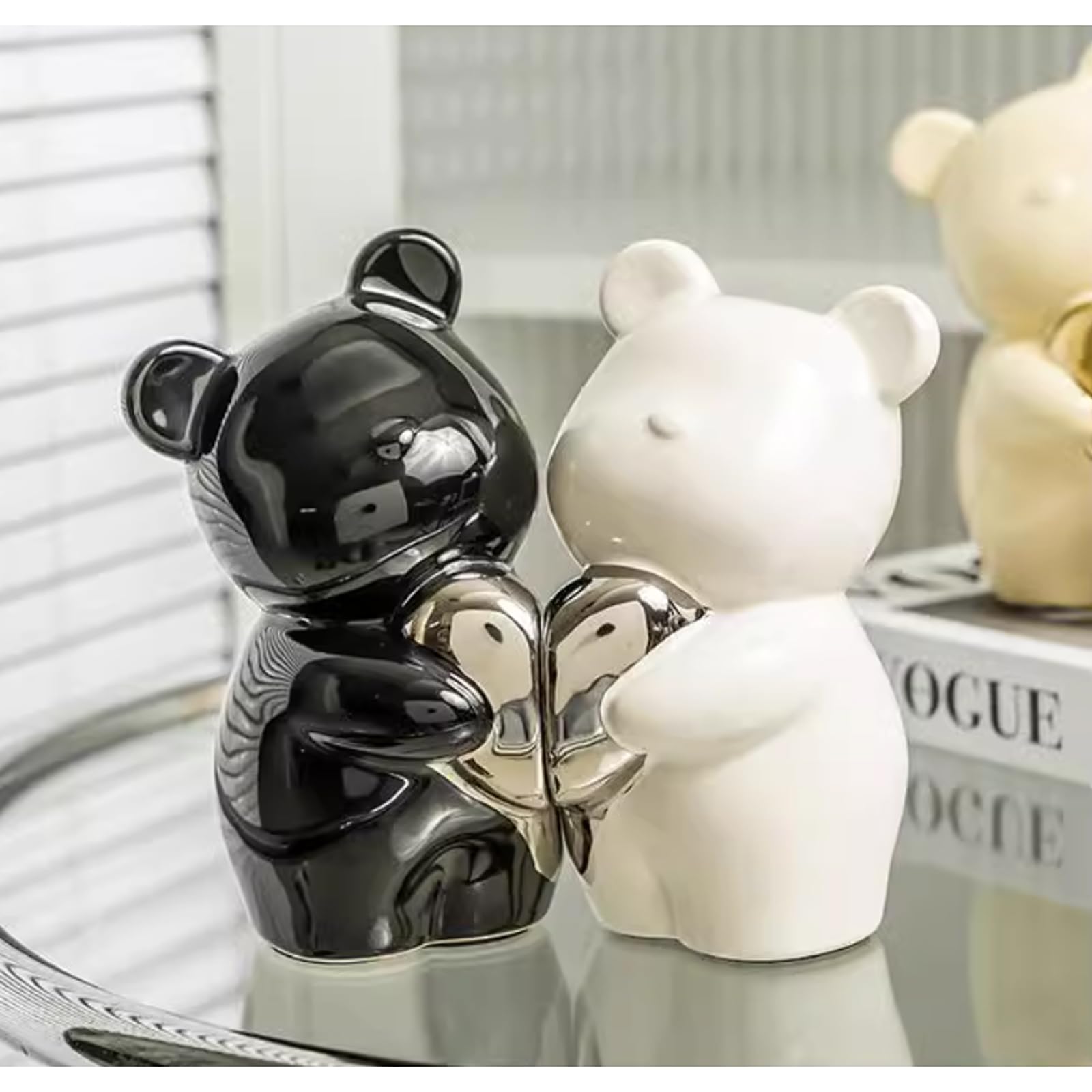Słodkie Miś Serce Dekoracyjne Podpórki Do Książek Ceramiczne Figurki Niedźwiedzia Podpórki Do Książek Zatyczka Dekoracyjne Figurki Zwierząt,Metalowe podpórki do książek
