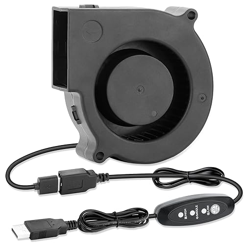 Miniatura 8 de Ventilador USB de 1.969 in x 0.591 in, paquete de 2 ventiladores de jaula de ardilla de 5 V con velocidad variable para enfriar, impresora 3D