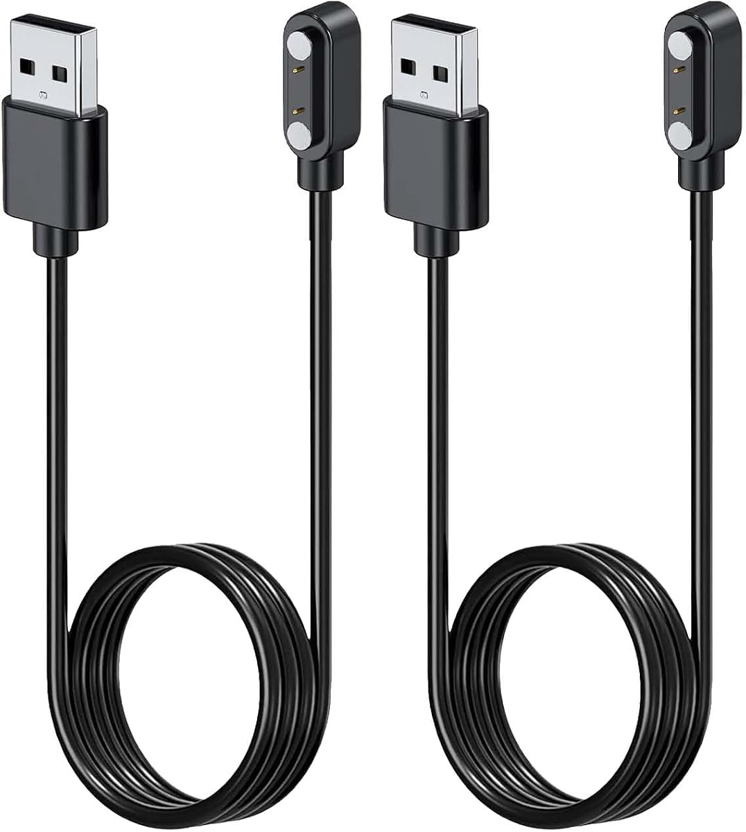 NOUKAJU [2pack] Charger for FITFLEX EF23 Smart Watch, Magnetic USB Charging Cable 3.28ft/1m,Charger Cable Replacement for Mingtawn AK75 SmartWatch(Black)