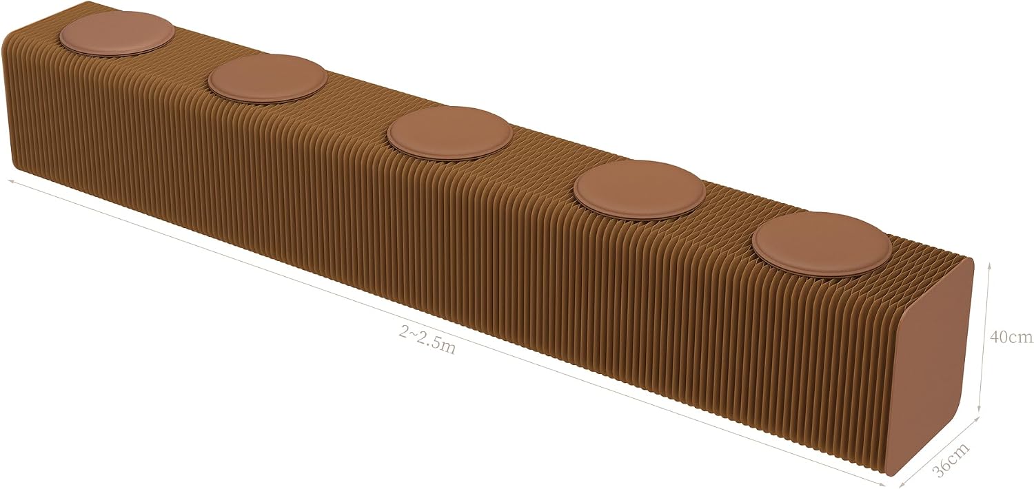 4-Seater Foldable Accordion Bench with Round Cushions, Space-Saving Expandable Folding Stool for Living Room, Guest Seating, Camping, Small Apartment (Round padH15*L98.4 *W14.2 B)