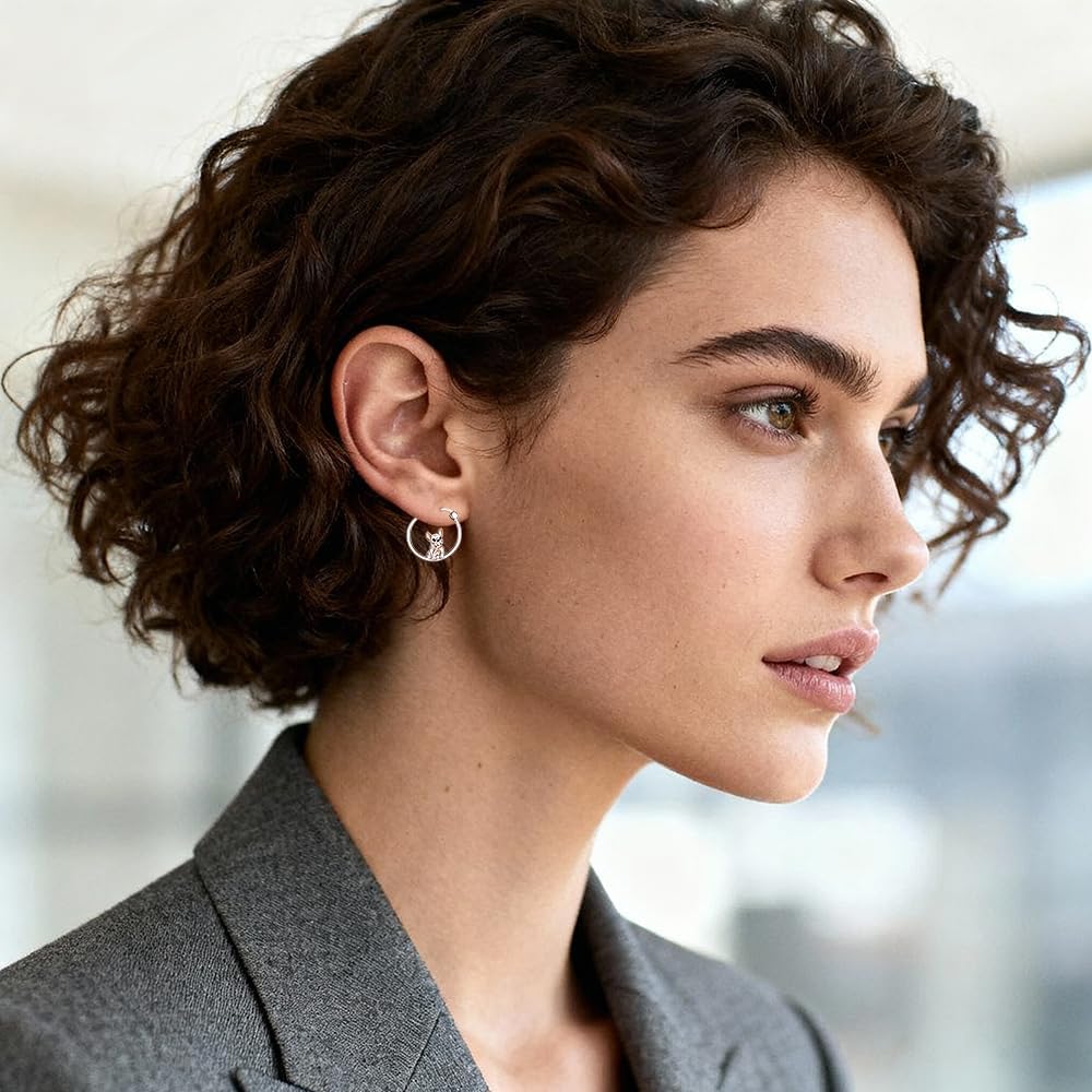 Axolotl Penguin Duck Dolphin Dachshund Elephant Labrador Corgi Red Panda Hoop Earrings for Women Sterling Silver Animal Jewelry Gifts - Image 6