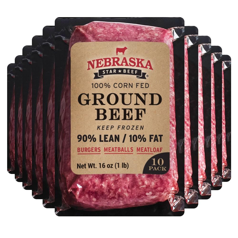 Nebraska Star Beef Prestige Angus 90/10 Ground Beef by Nebraska Star Beef (10x 1lb packages)