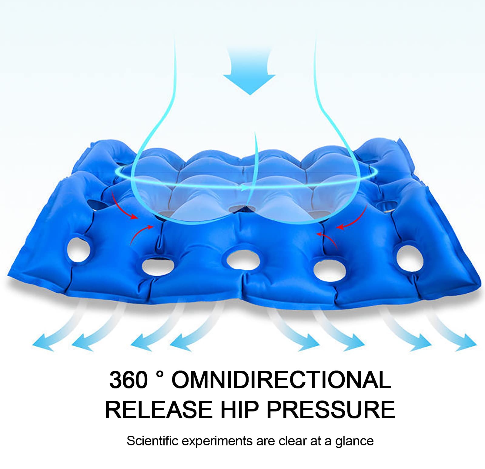 Cojín de asiento antiescaras, cojín de asiento inflable de aire postrado en cama, con respaldo Cojín de silla cómodo para silla de ruedas, transpirable e impermeable, para ancianos, discapacitados,