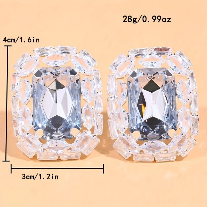 Silver Earrings for Women - Sparkly Crystal Clip On Earrings Statement Rhinestone Wedding Earring for Non Pierced Trendy Formal Prom Jewelry Gift4