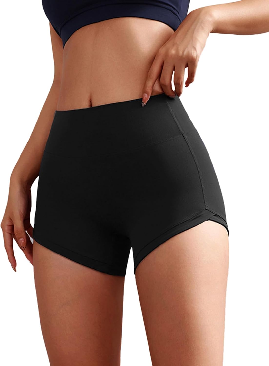 Women's Biker Shorts No Front Seam High Waist Workout Gym Yoga Running Shorts - Image 2