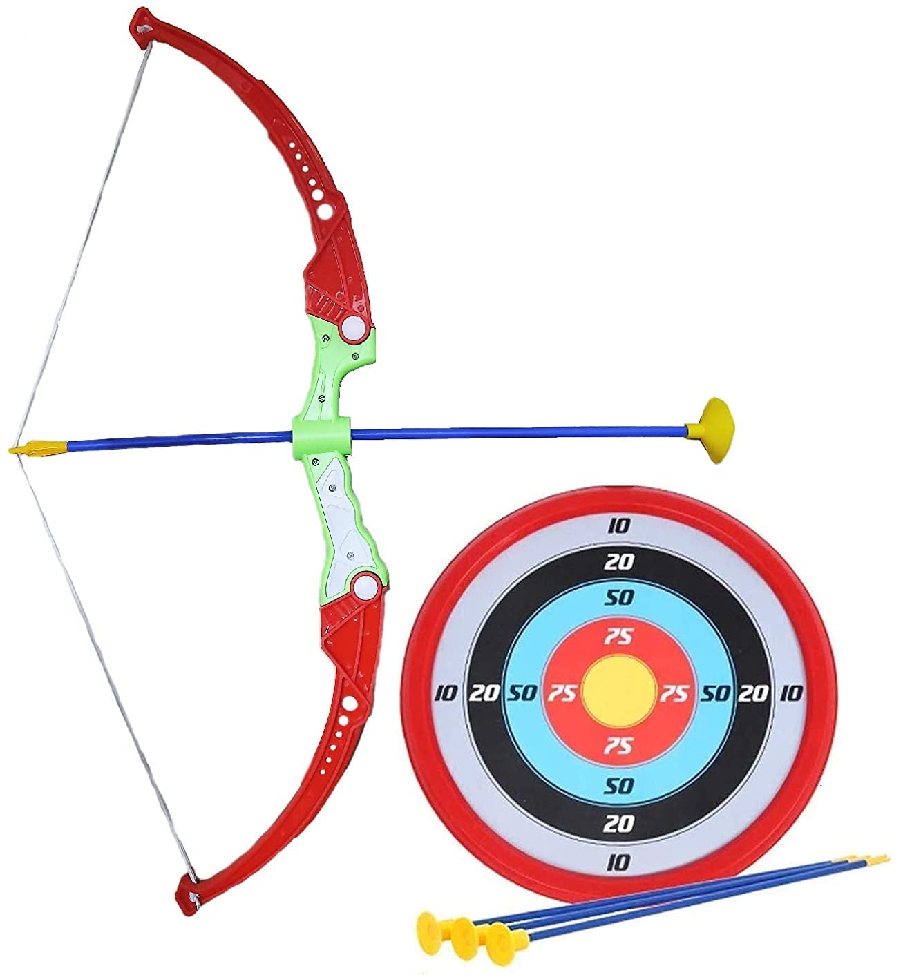WBD Plastic Archery Bow and Arrow Toy Set with Target Board, Multicolor