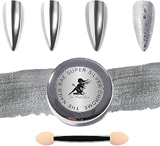 1Gram, Silver Chrome Nail Powder, Nail Art, Chrome Powder For Nails, Chrome Gel Nail Polish, Chrome Polish,Chrome Powder, Chrome Nail (Silver)