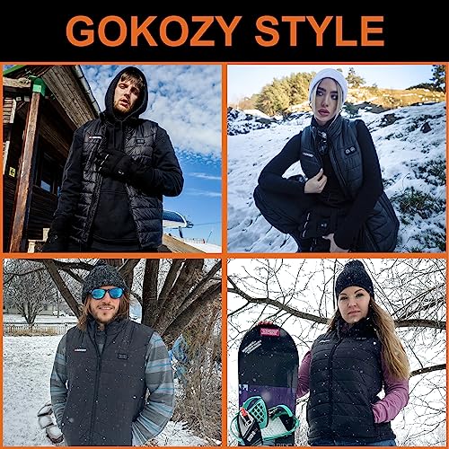 Gokozy Beheizbare Weste für Herren Damen, Heizweste mit 10000 mAh Powerbank und 5 Heizzonen, Beheizbare Jacke für Skifahren und Jagen