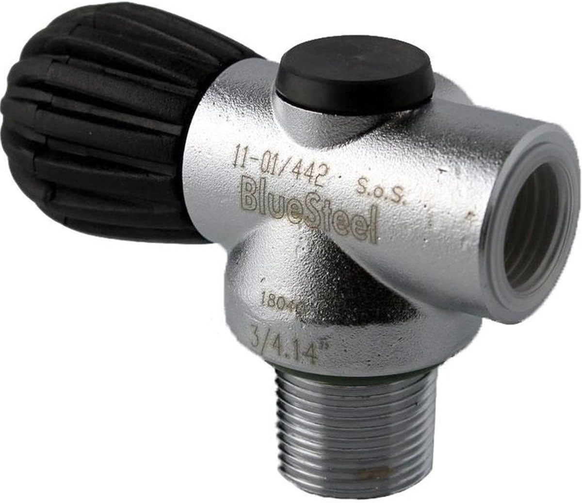 Blue Steel Inline Re-Breather Valve - Black Handwheel