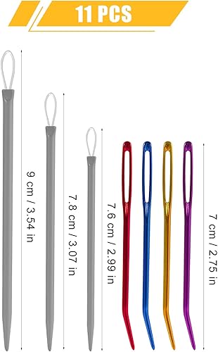 Miniatura 2 de 11 agujas romas de ojo grande, 8 agujas de tapiz dobladas, 3 agujas de hilo blanco para tejer ganchillo agujas de macramé para coser a mano
