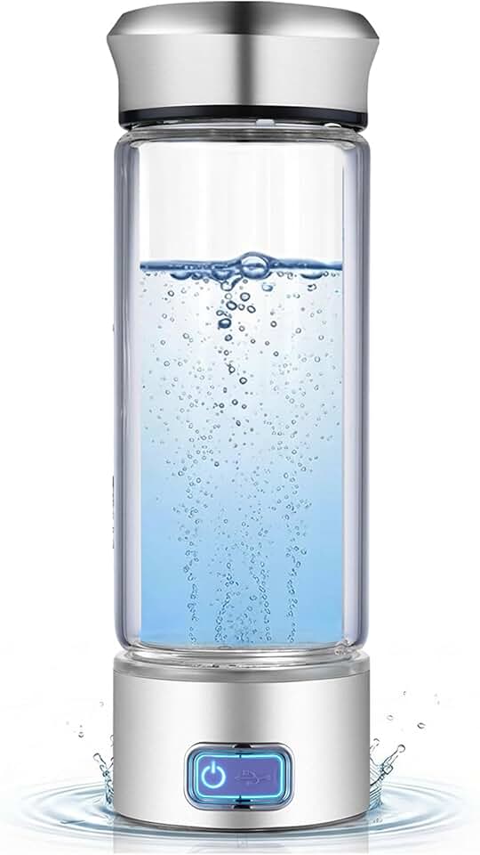 Garrafa de água de hidrogênio LevelUpWay – Tecnologia avançada SPE/PEM, vidro borossilicato premium, feito para hidratação diária