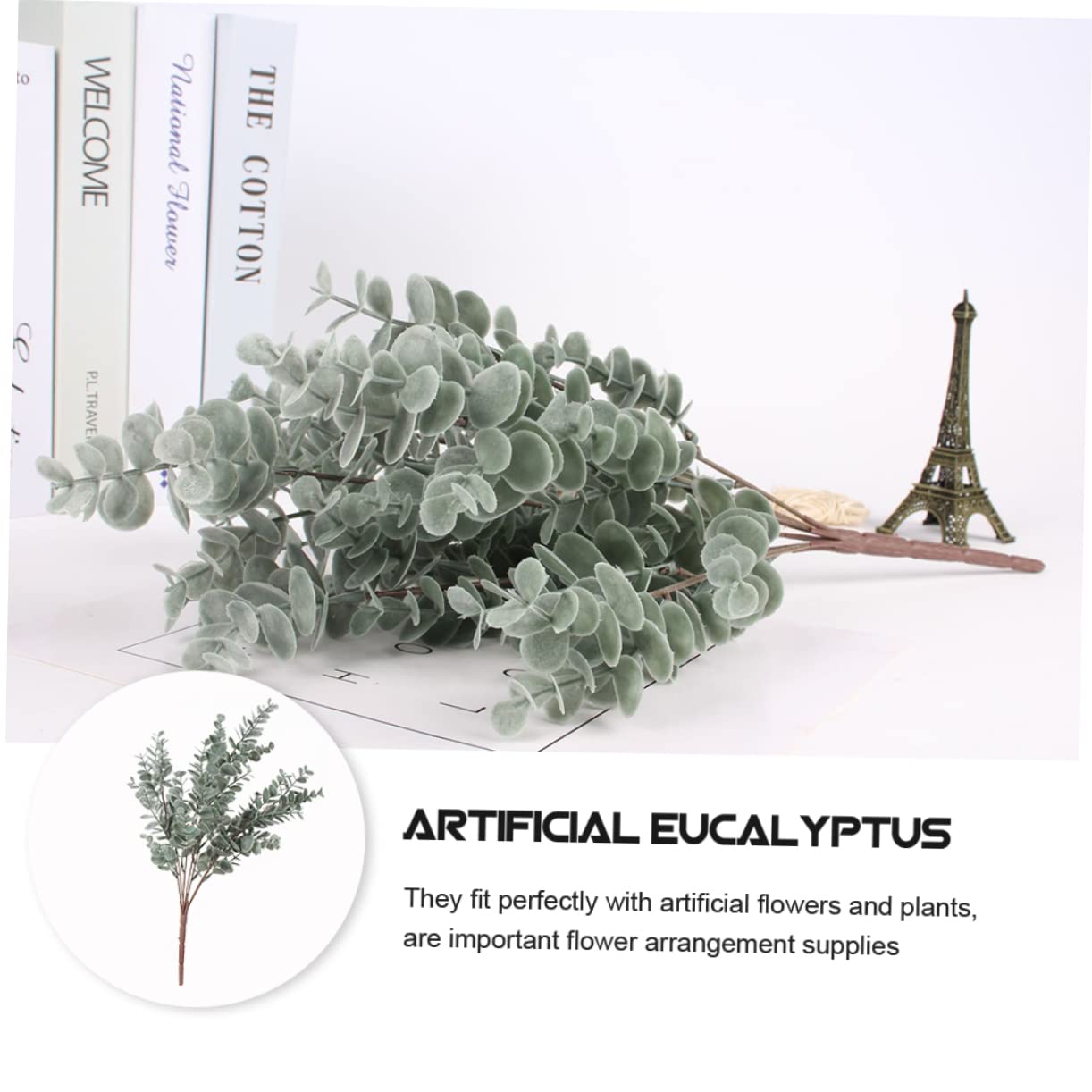 Alipis 9 Pz Foglie di eucalipto simulate falso eucalipto plettri di foglie artificiali piante artificiali fake plants plettri artificiali di foglie di finto plastica