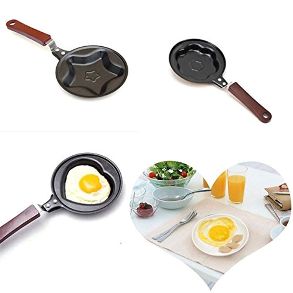 Gra8 Alloy Steel Mini Non-Stick Egg Frying Breakfast Omelet Multi Shape Pan (1Pcs) (Black, Design May Vary) 1