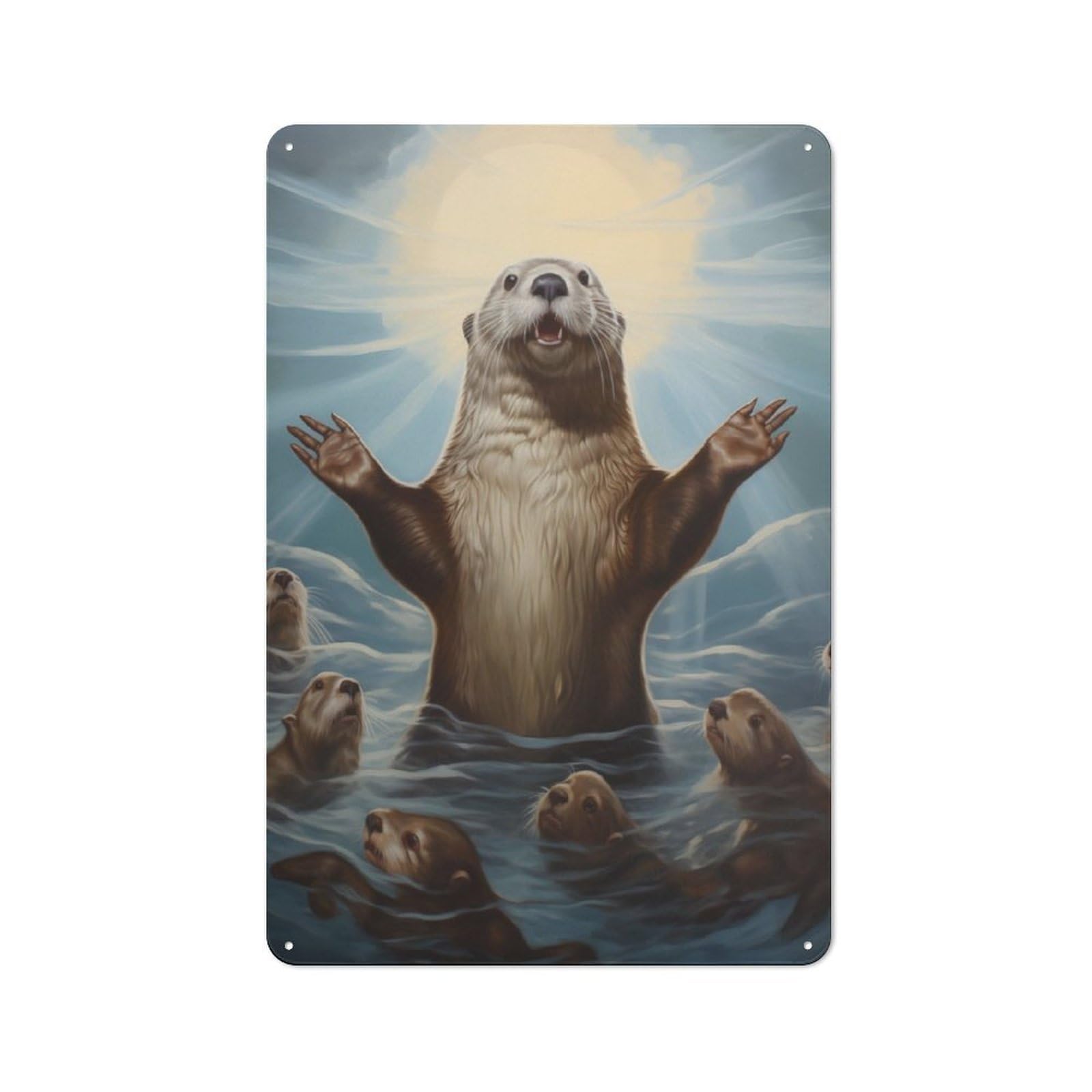 Moses Otter Farmhouse Metal Sign 30x20cm, Barn Style Rustic Kitchen Decor for Cottage, Kitchen, Hallway Or Breakfast Nook
