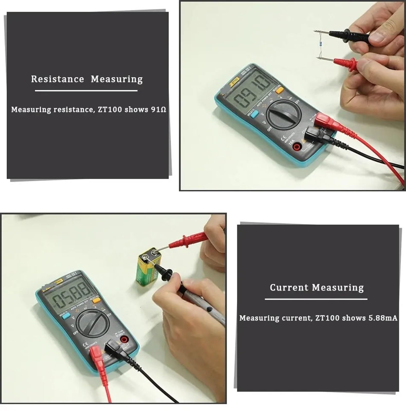 LCR-Messgerät, Digital-Multimeter 4000 Zählt DC/AC Spannung Strom Kapazität Hz Diode Ohm Tester Amperemeter Voltmeter Hintergrundbeleuchtung