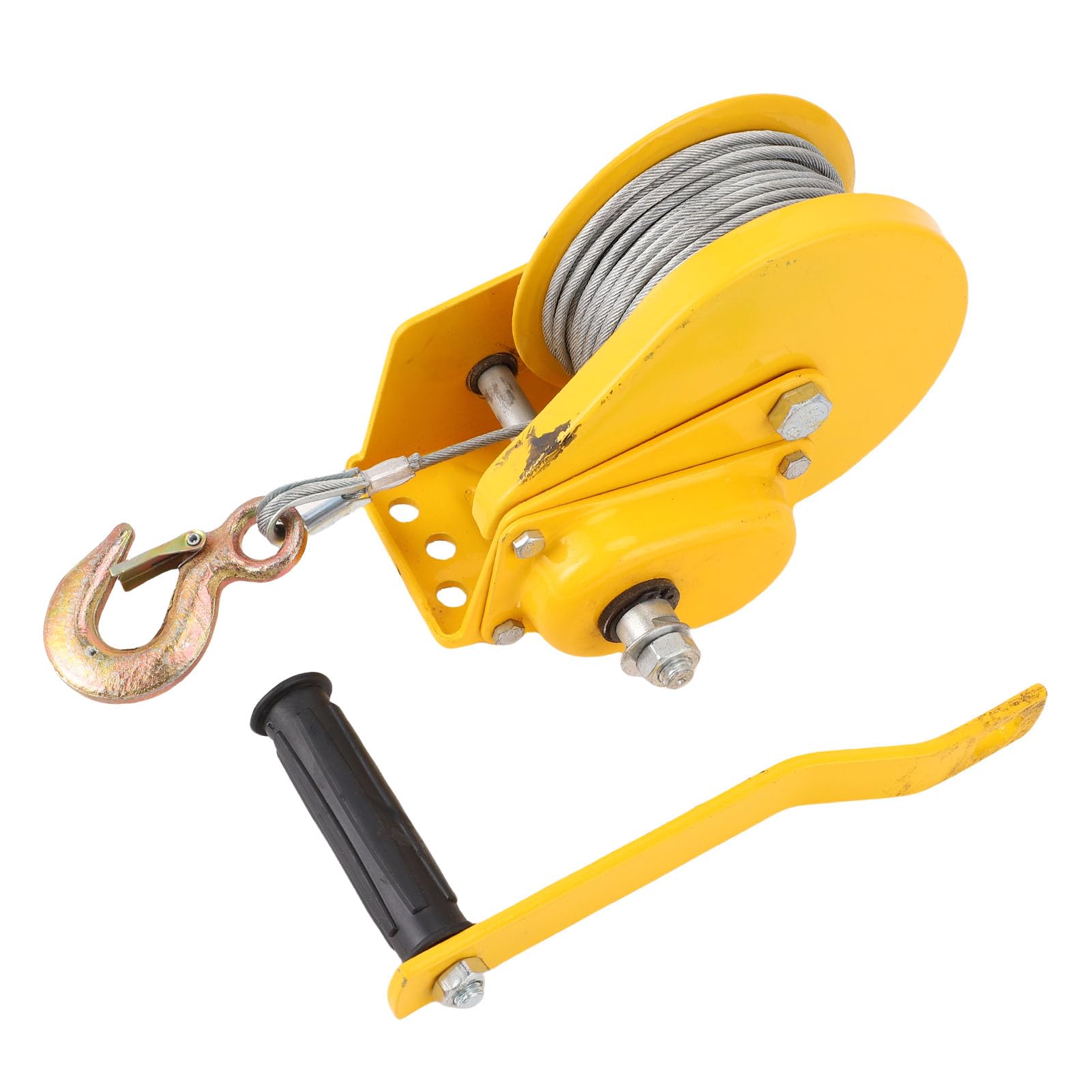 ASHATA Cabrestante Manual Resistente con Gancho de Cuerda para Remolque y Elevación de 1200 Libras, Perfecto para Camiones y Remolques, de Goma para Mayor Comodidad