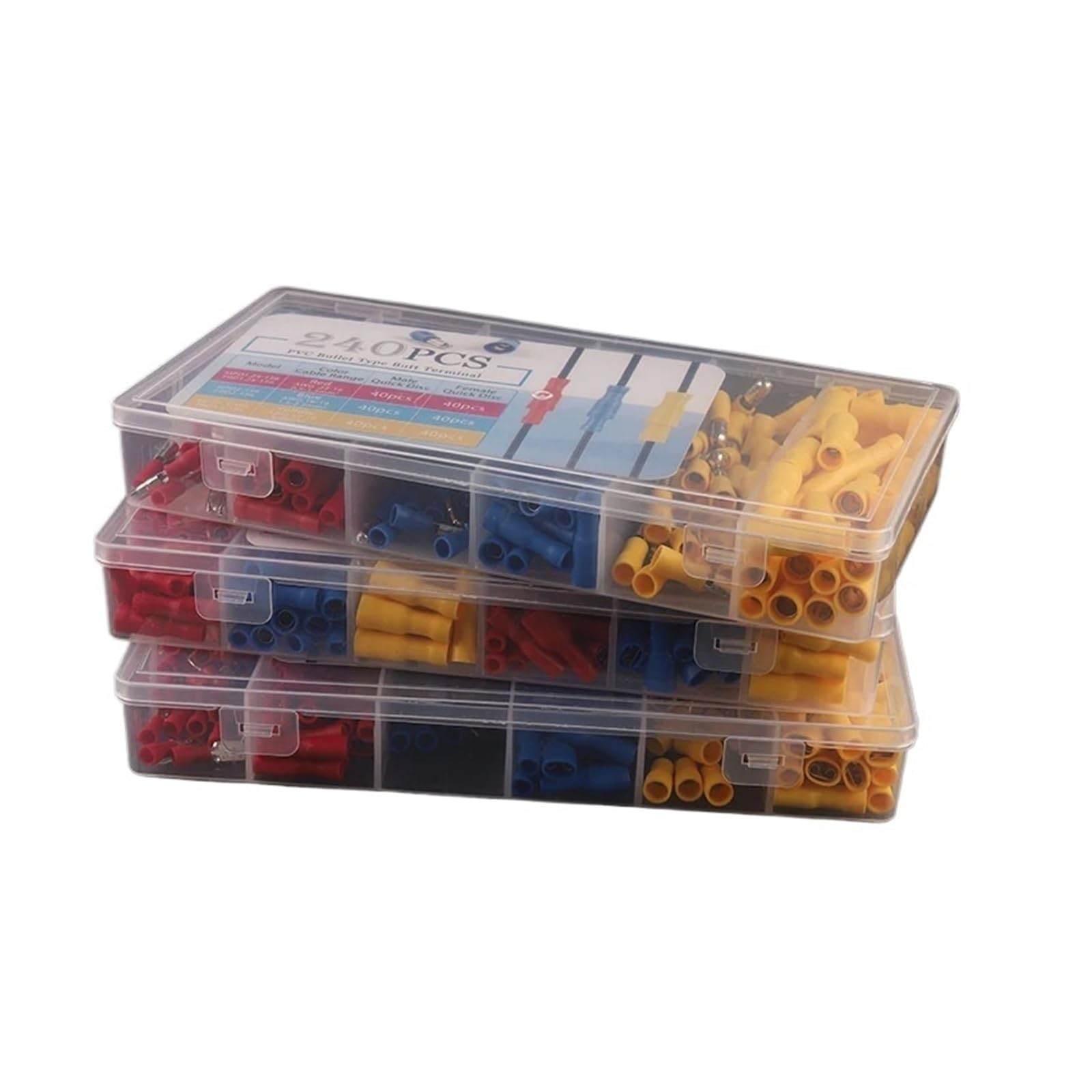 240 Stück/Box, gemischte Packung, verschiedene isolierte Bullet/Spade Butt