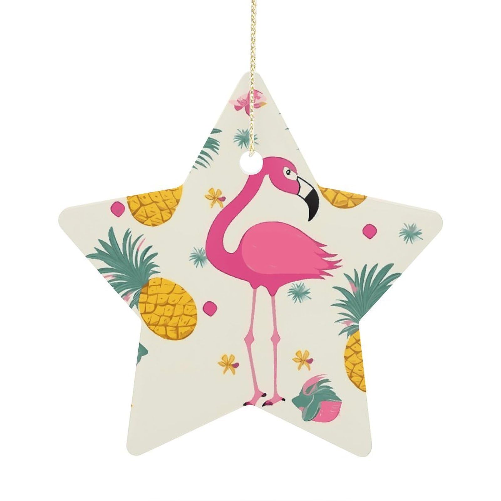 Fodpand Women's Style Flamingo And Pineapple Ornament With String, Keepsake Hanging Decorations,Ceramic Ornaments For Men Indoor Home Holiday Party Gifts