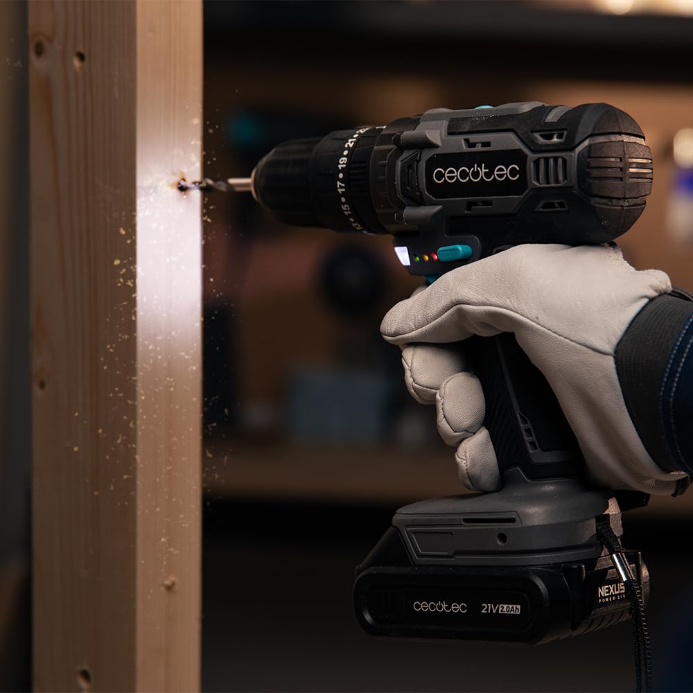 Cecotec Trapano Percussione e Avvitatore PowerForce 2120 Impact. 1500rpm, 2 Batterie di 21V e 2.000mAh, Coppia di Serraggio di 45Nm Regolabile in 25+1 livelli, 27000 Impatti/min, Valigetta e Accessori