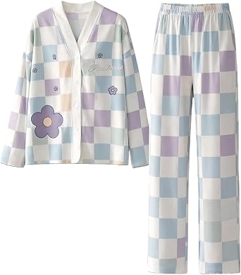 Cocila Women'S Printed Set Soft And Warm Home Clothes With Long Sleeves Top Cardigan Ladies Christmas Pyjamas Womens Summer Pjs Sets Shorts Women Size 16 Fluffy Roller Rabbit Pyjama Pj Cute For