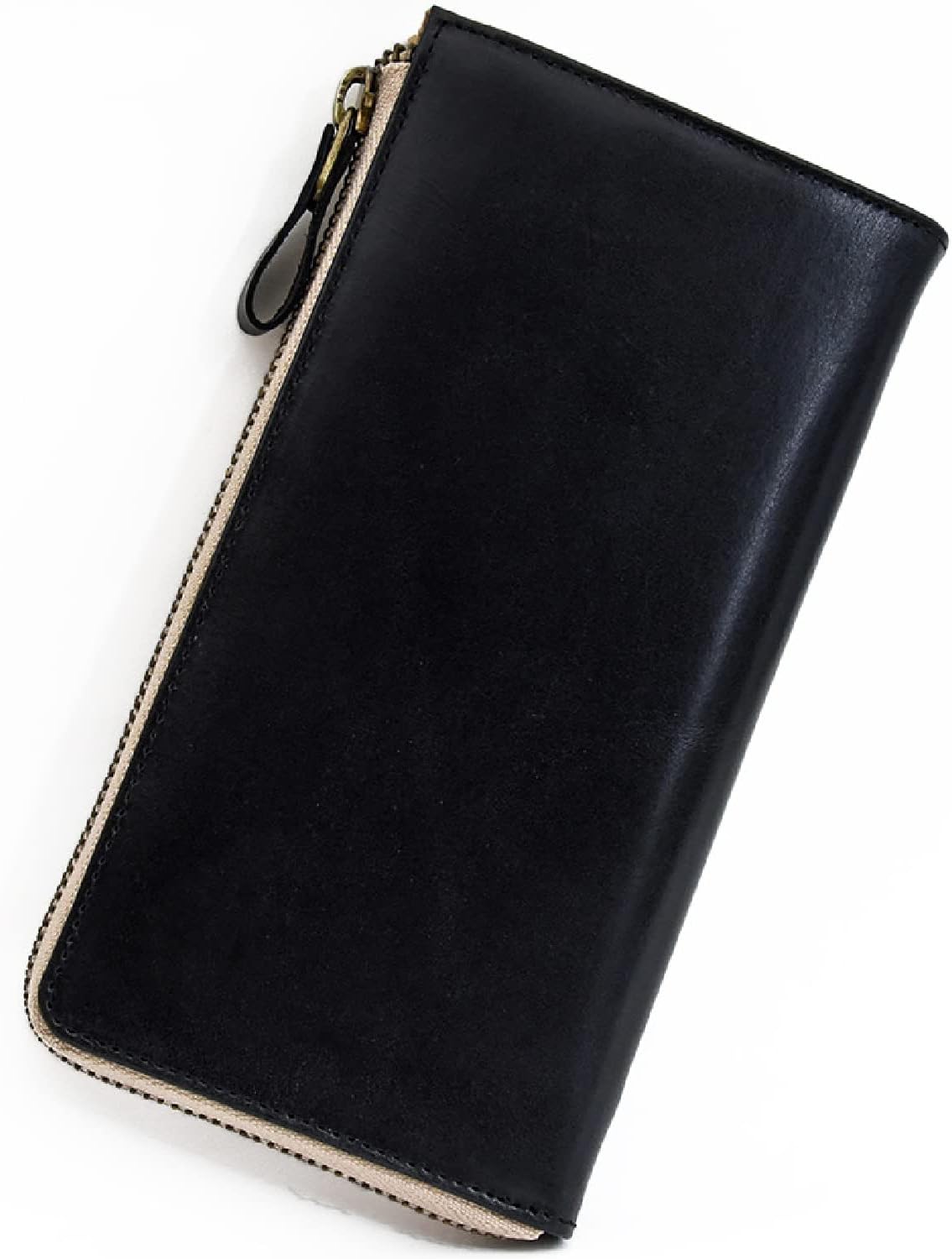 Amazon限定ブランド 長財布 メンズ 大容量 本革 L字ファスナー Ykk製 小銭入れ 紳士 Black