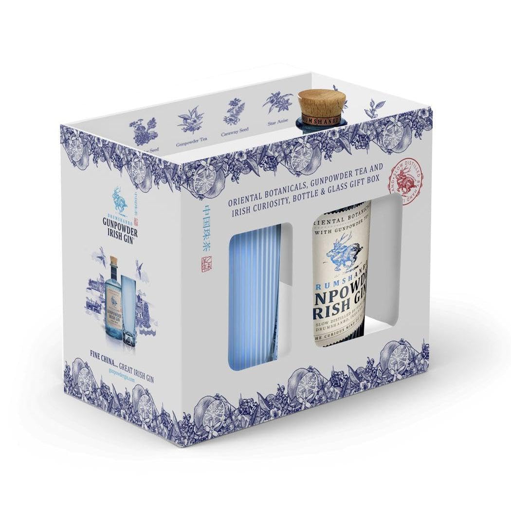 DRUMSHANBO GUNPOWDER - Irish Gin coffret 1 verre - Notes Florales et Savoureuses - A servir Pur ou en Cocktail - 43% Alcool - Origine : Irlande/Down County - 70cl + 1 verre
