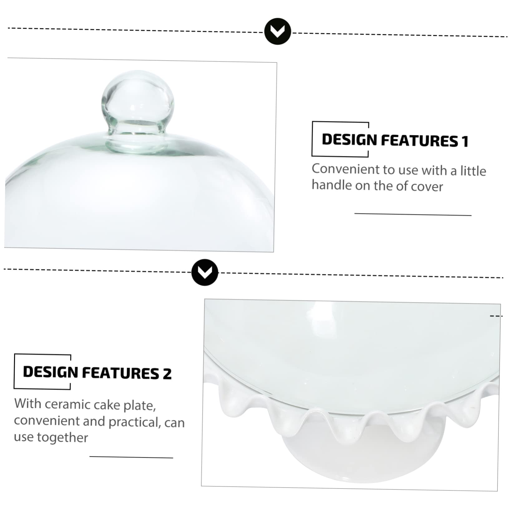 Couvercle à Gâteau en Verre Transparent avec Plateau Céramique, 1 Set