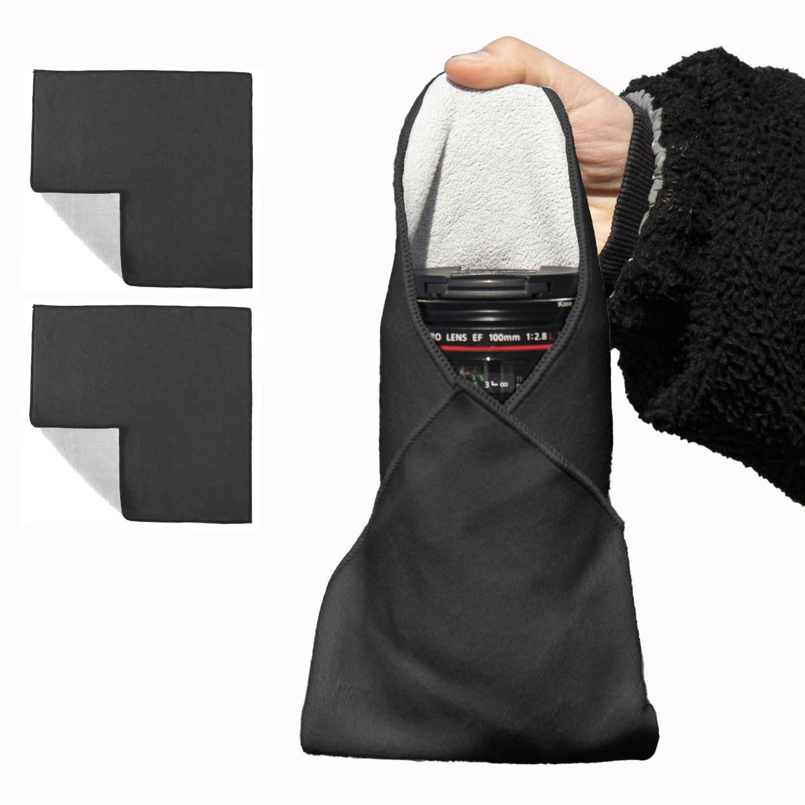 MDAOCRY 2 Pack Camera Protective Wrap, Lens Protector, Magic Self-Adhesive Cloth for DSLR/Camera Lens/Phone/Accessories, 17.7''*17.7