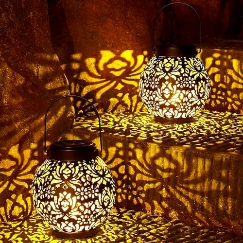2 Pezzi Lanterne da Esterno, Lanterna Solare da Esterno, IP55 Impermeabile LED Lanterne So...