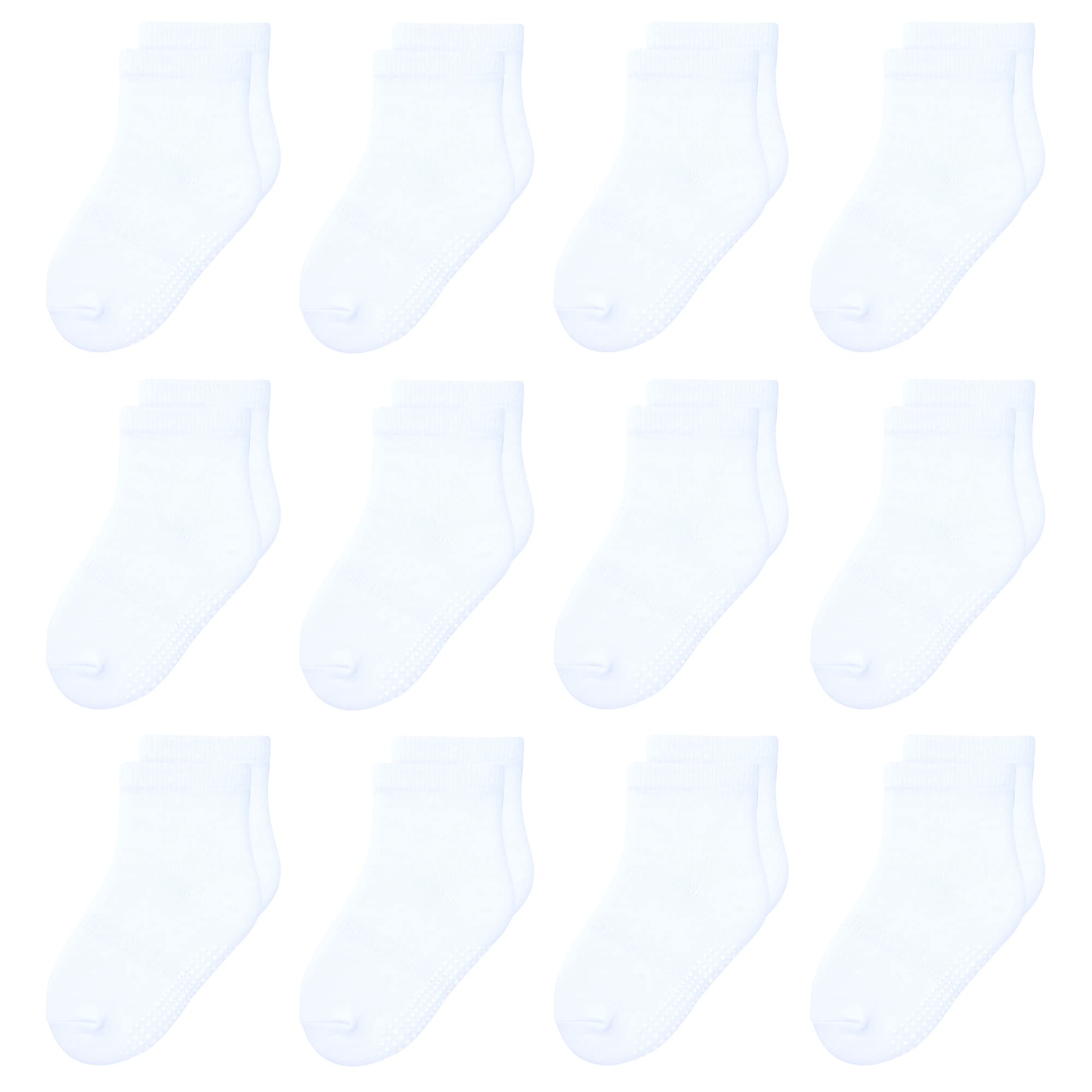 HYzgb 12 Pack Non Slip Kids Toddler Baby Socks with Grips for 1-7 Years Boys Girls Cotton Crew Socks Multi Colors