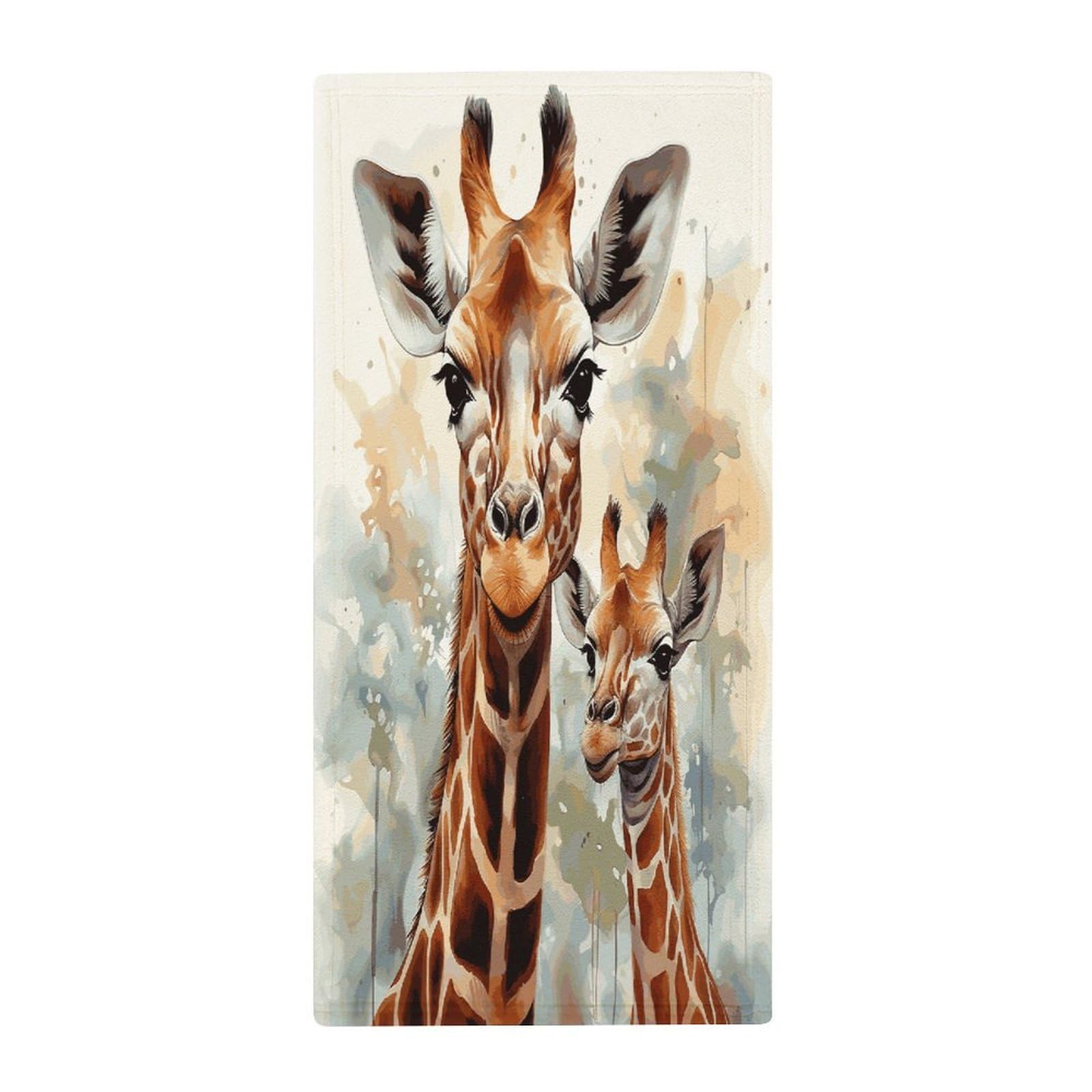 FekiLoot Watercolor Deer Giraffe Hand Towels Coral Velvet Highly Absorbent Towel,Classic Luxury Printed Hand Towels Soft Hands Face Towel for Bathroom Kitchen Salon Workout 13.8 X 28.7 in