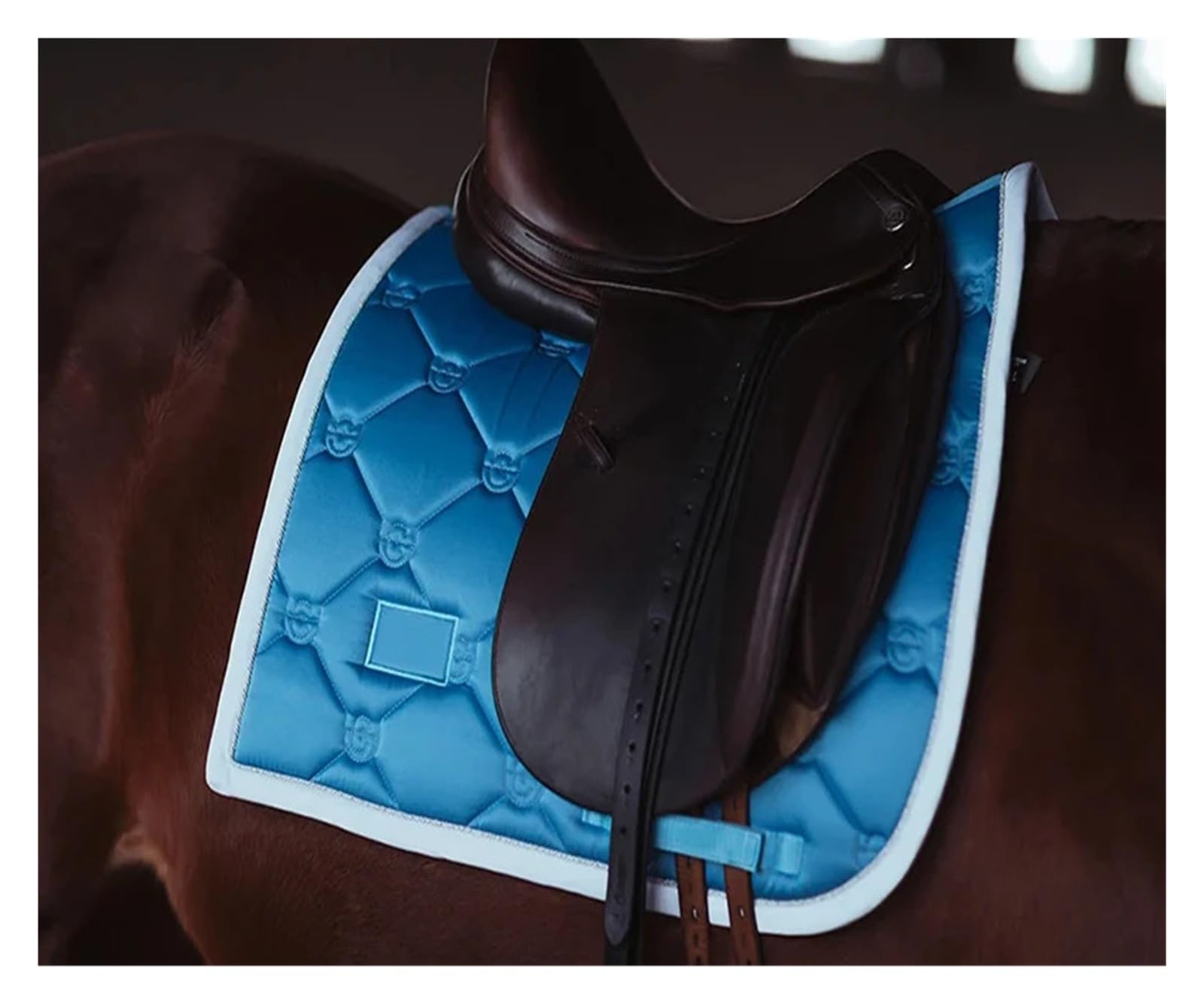 Mantilla para Caballo Almohadilla de Silla de Doma de Tela Satinada, Equipo de equitación Azul, Productos ecuestres equinos
