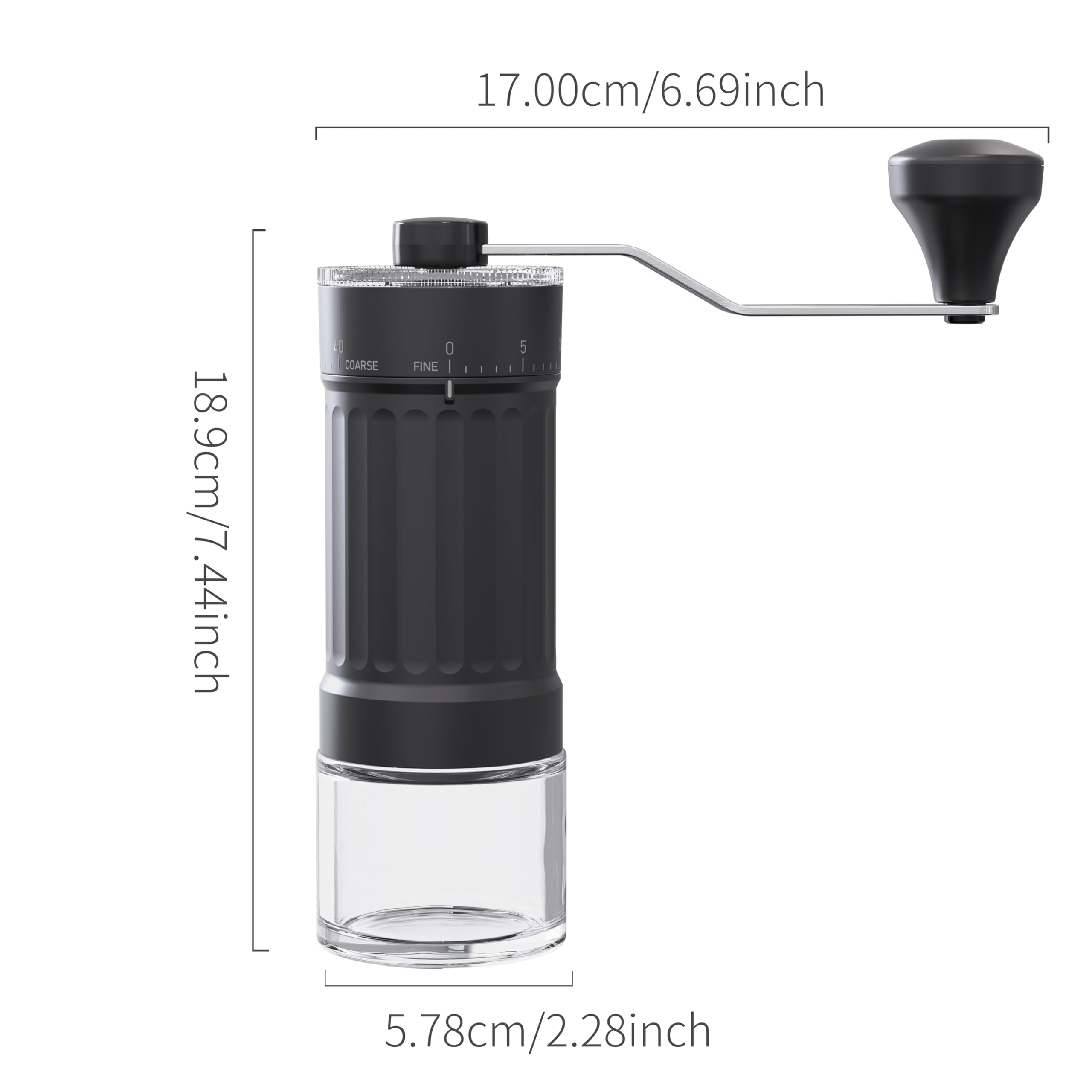 Ręczny młynek do kawy zewnętrzny regulowany z precyzyjnym ceramicznym mechanizmem stożkowym, 40-stopniowa regulacja, odpowiedni do aeropress, Pour Over i Moka