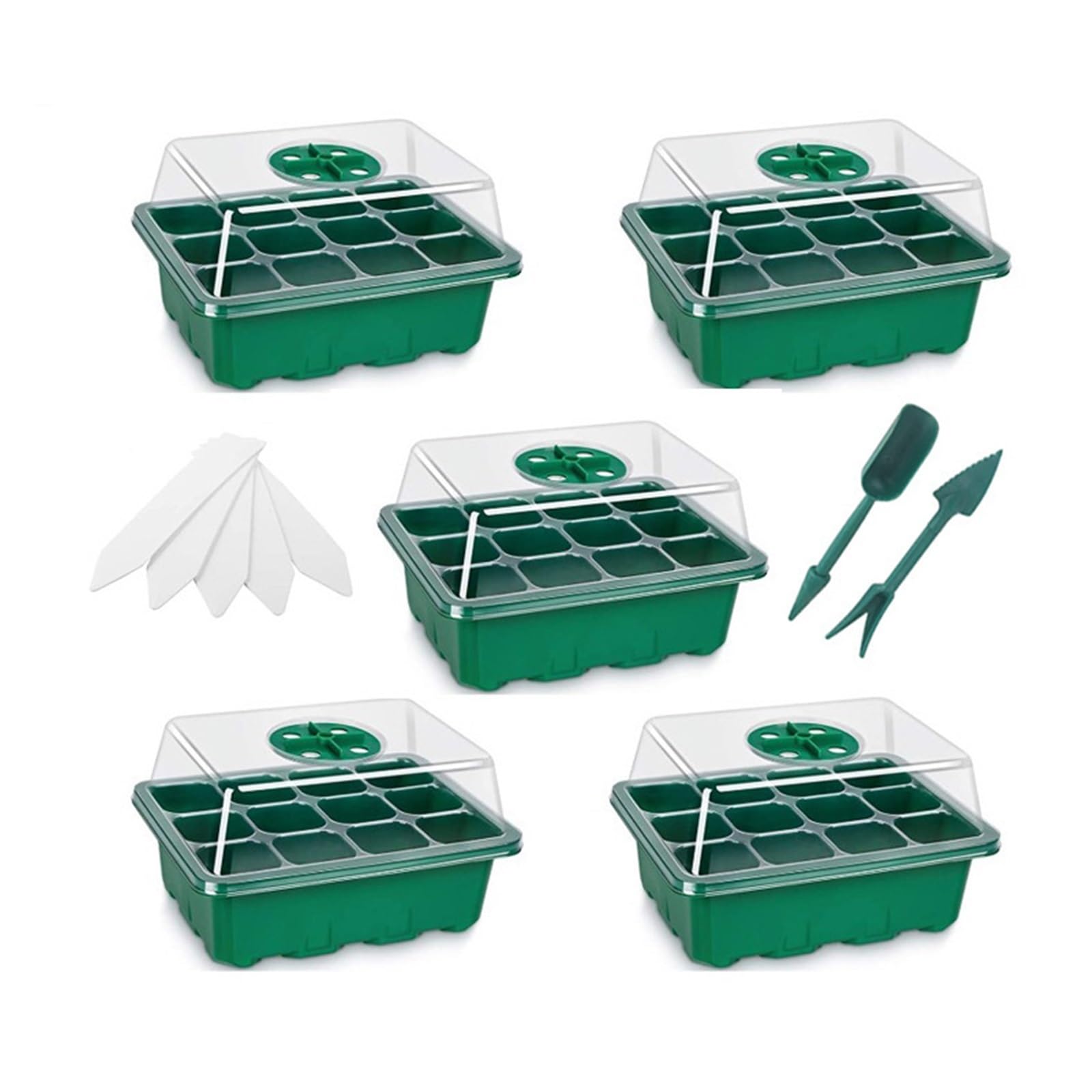 MFWHEFJ Seed Tray 5/10Pack Seed Starter Tray Seedling Kits Plant Kit With Humidity Dome And Base Indoor Greenhouse Mini Propagator(5Pack)