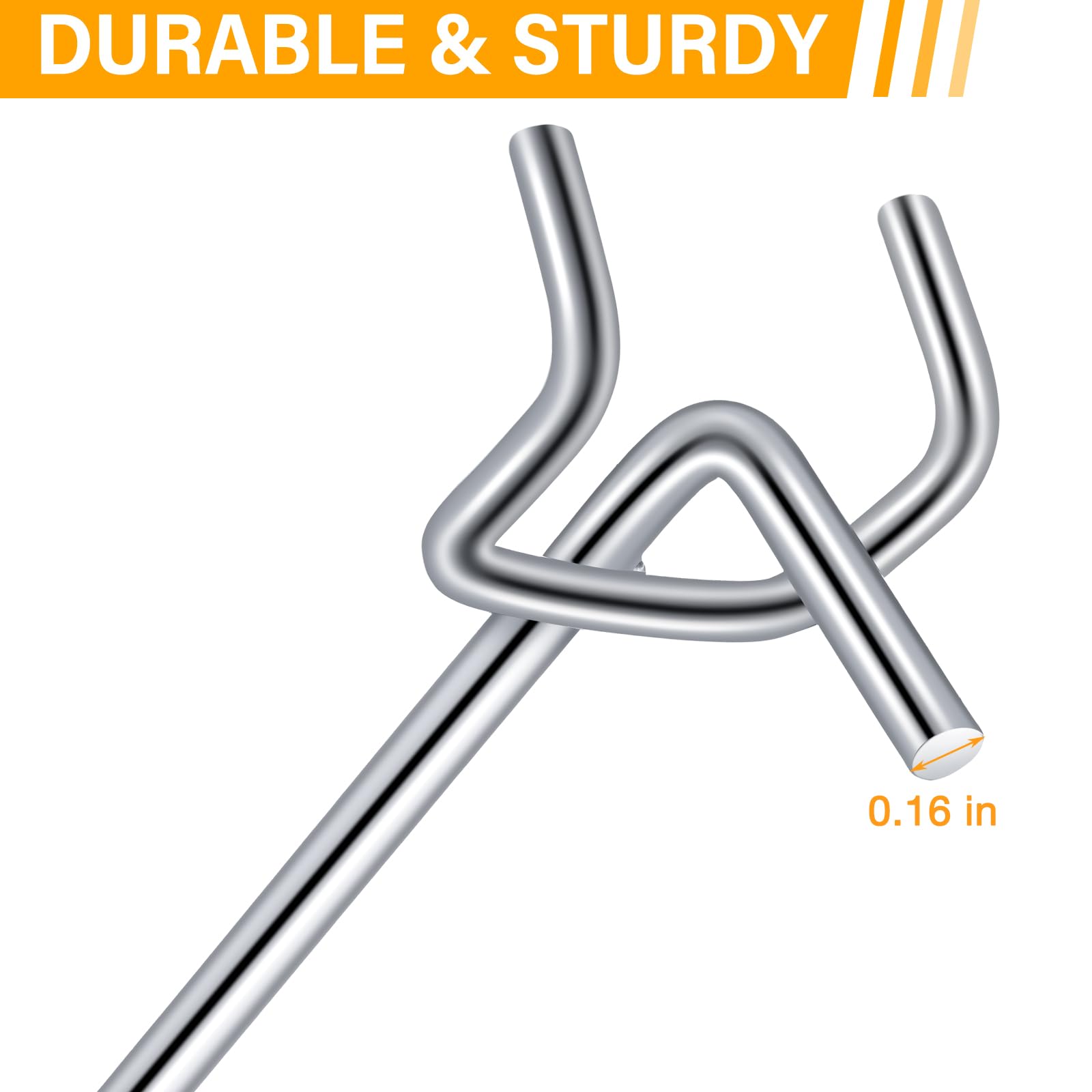 Shimeyao 100 ganchos de acero inoxidable para colgar en la pared, accesorios organizadores de almacenamiento de garaje de 1/8 1/4 (8 pulgadas, plateado)