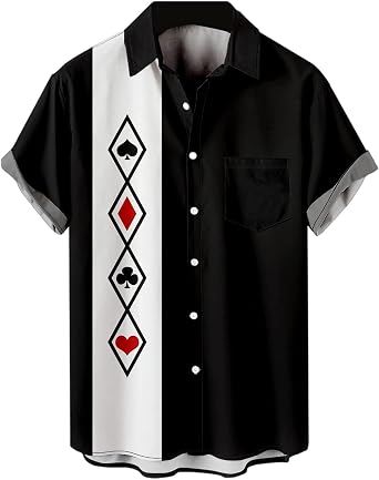 Mens Christmas Santa Shirt Hawaiian Bowling Print Short Sleeve Casual Button Down Xmas Vacation Shirts