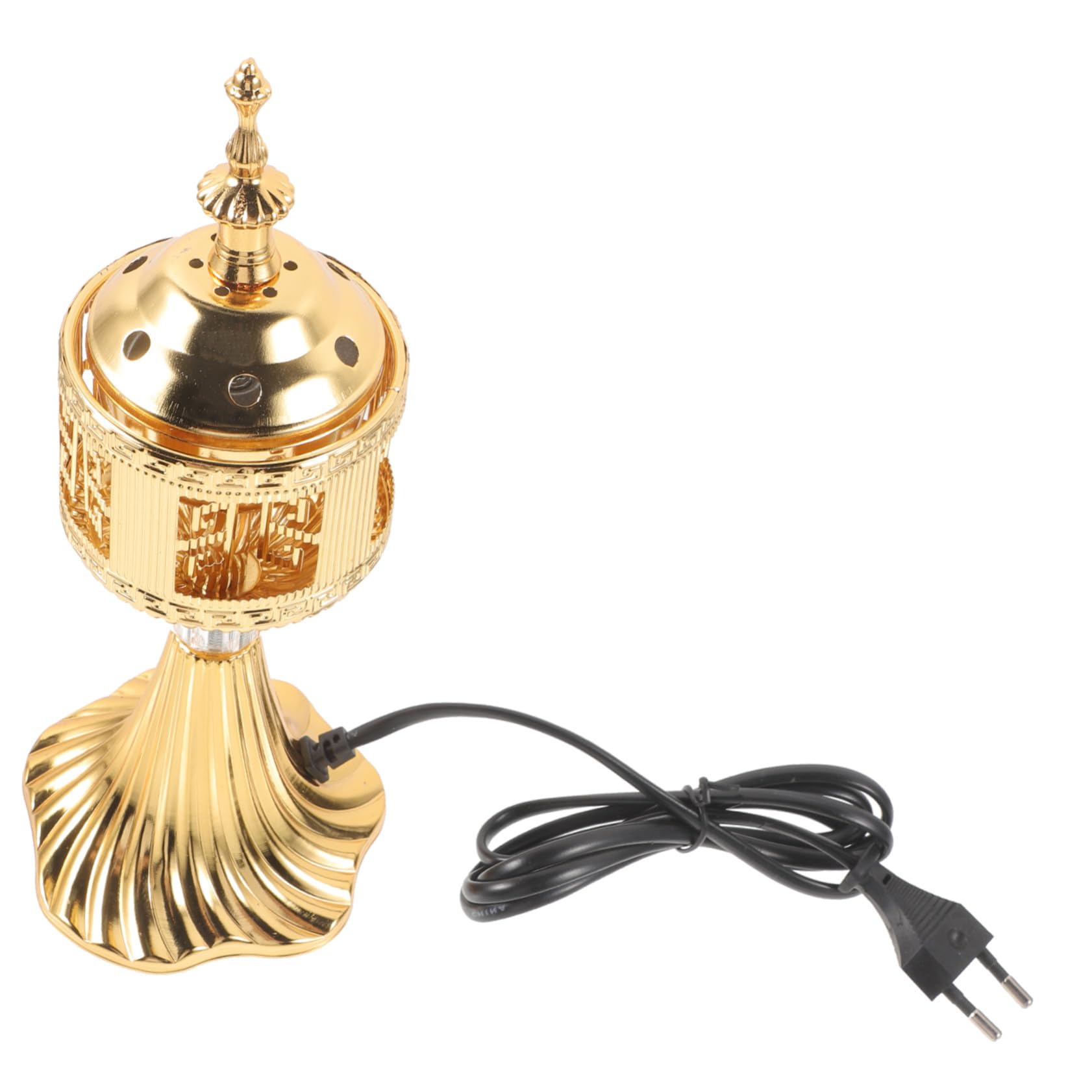 Quemador Decorativo Eléctrico de Incienso Retro, de Metal Dorado