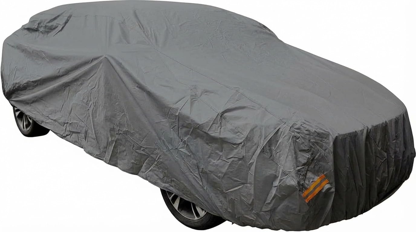 Susy Shop Telo Copriauto Impermeabile Universale Per Auto Varie Misure In tessuto Peva 100g Felpato, Colore Grigio Resistente Alle Intemperie (S - PEVA 100g Per auto da 370 a 406 cm)