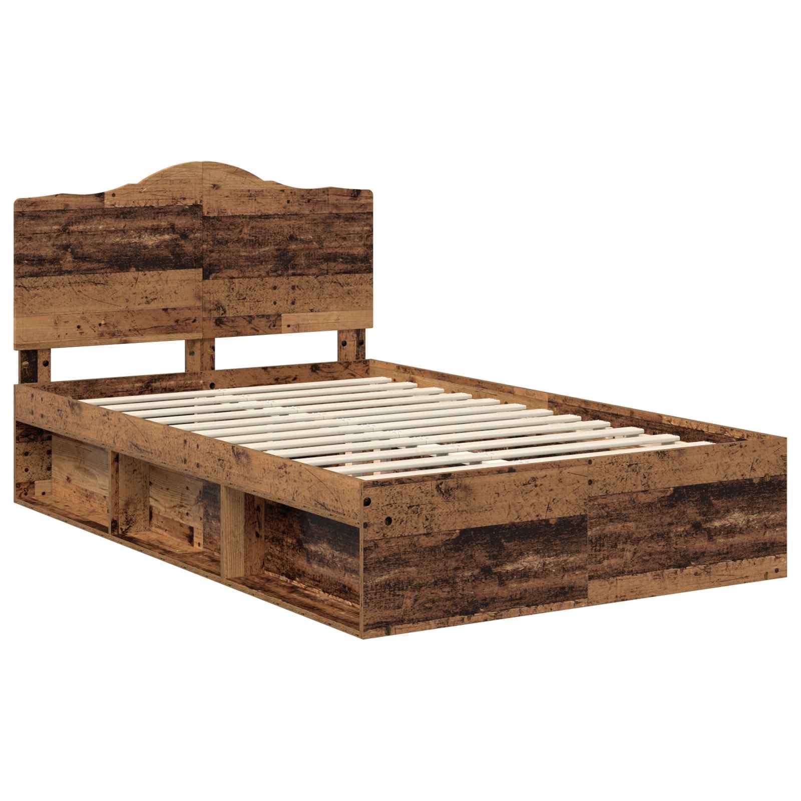 vidaXL Estructura de Cama con cabecera Madera Vieja 120 x 190 cm