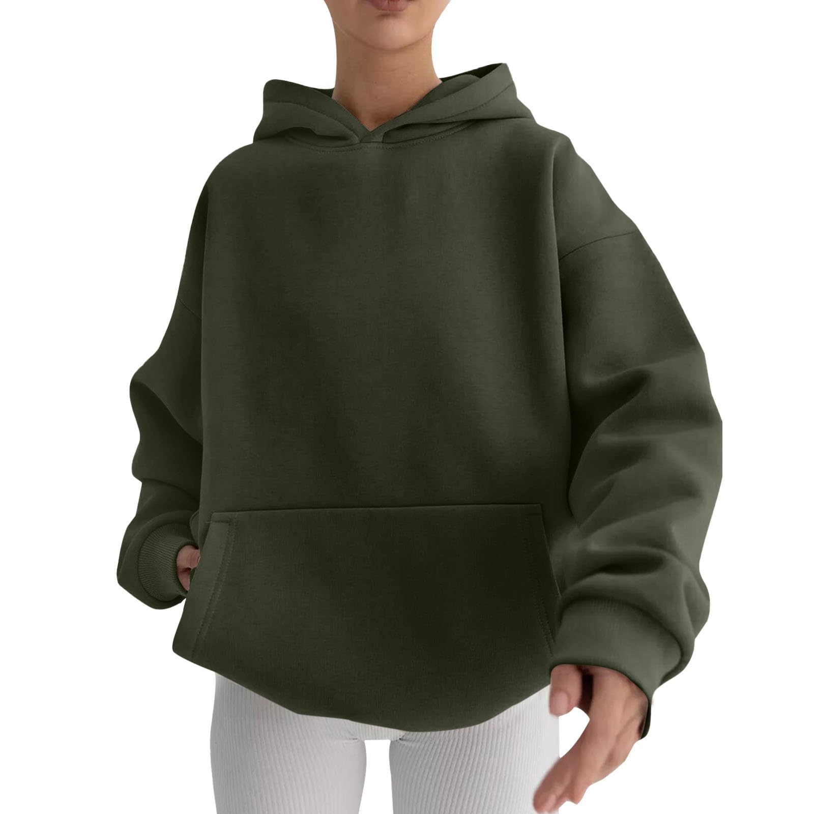 Womens Hoodies Sweatshirt Basic Loose Long Sleeve Y2k Tops 2024 Trendy Fall Clothes Casual Sweaters with Pocket