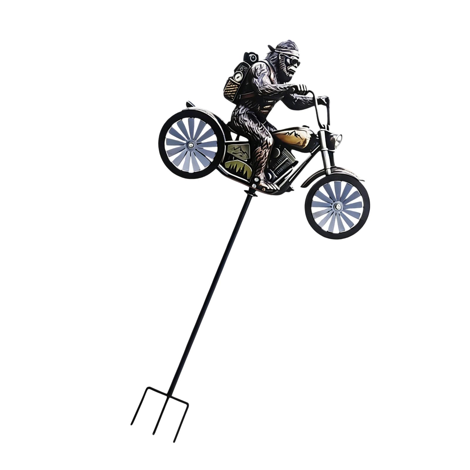 Dynamic Rider Artistic Motorcyclist Windmill Garden Decoration Garden Ornament Stakes for Landscape Garden and Patio Dynamic Bike Driver Stakes