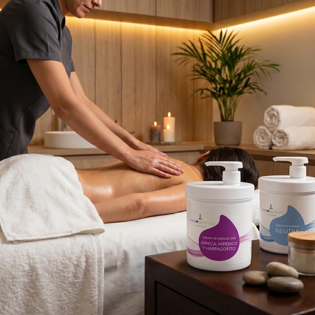PHYSIOCEUTICALS - Pack Fisioterapia 2 Cremas Masaje 1000ml - Crema Neutra + Crema Complet con Ingredientes Naturales - Kit Profesional para Masaje