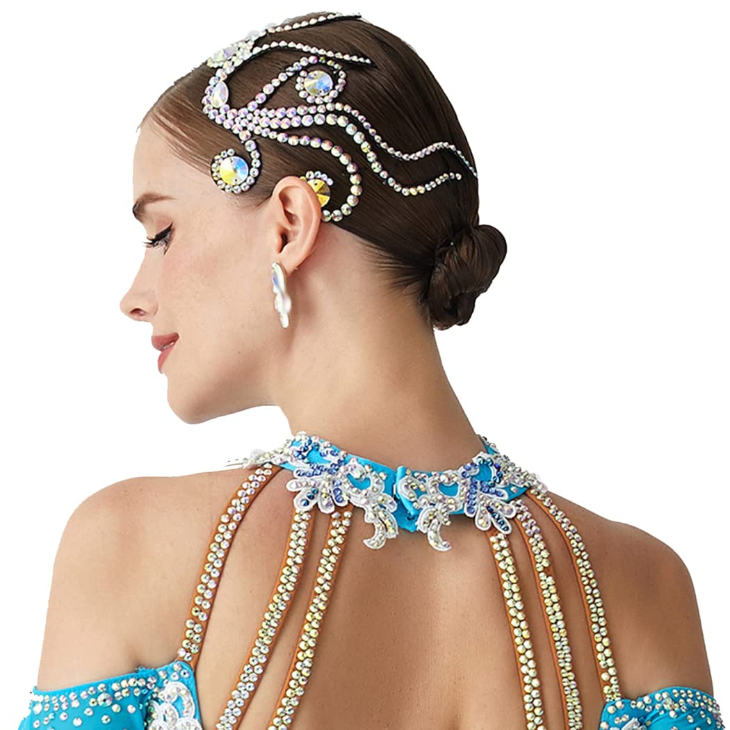 Accessori per La Danza delle Donne Copricapi alla Moda per La Danza Latina Pezzo di Capelli con Strass per Balli da Sala Decorazione per Capelli di Danza del Ventre
