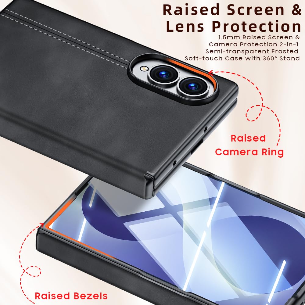 NINKI Custodia in pelle per Samsung Galaxy Z Fold 8 con protezione per lo schermo della privacy, custodia protettiva con cerniera per fold8 Wide antiurto Texture Custodia in pelle per Fold 8 Marrone
